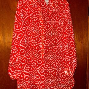 Chico’s Orange and White Patterned Blouse
